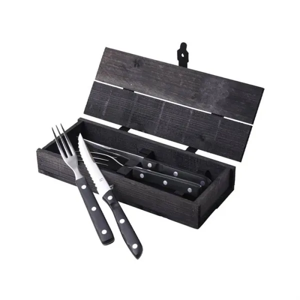 Gense Old Farmer pihvi-/grilliruokailuvälineet 4 osaa - Musta/teräs