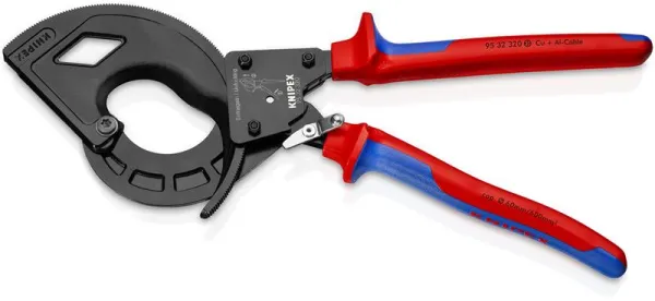 Knipex Kaapelileikkuri (räikkäperiaate, 3-vaihteinen) musta atramentoitu, monikomponenttikahvoilla 320 mm