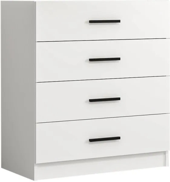 FUNZI LIVING lipasto, 4 laatikkoa - valkoinen melamiini