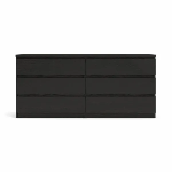 TVILUM Naia kaksoislaatikosto, 6 laatikkoa - musta kalvo ja muovi