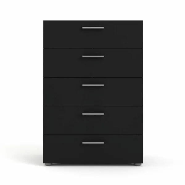 TVILUM Pepe-lipasto, 5 laatikkoa - musta kalvo ja muovi