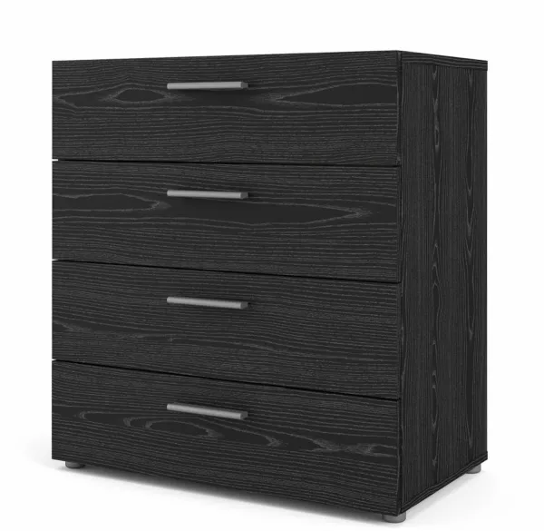 TVILUM Pepe-lipasto, 4 laatikkoa - musta kalvo ja muovi