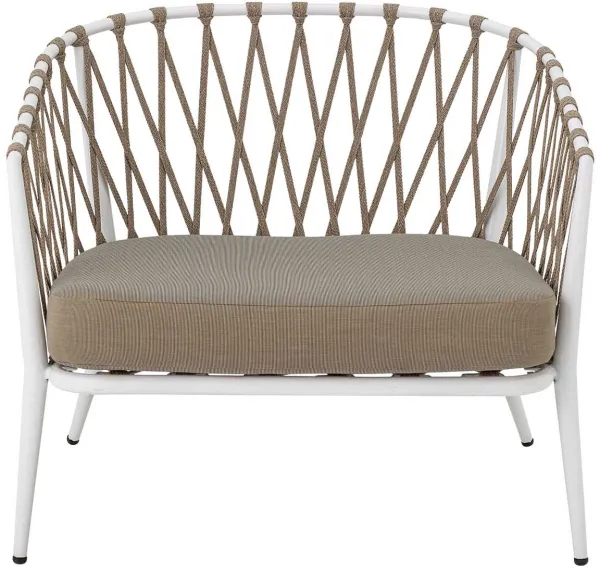 CREATIVE COLLECTION Cia ulkotuoli puutarhaan, tyynyllä - polyesteriä ja valkoista metallia