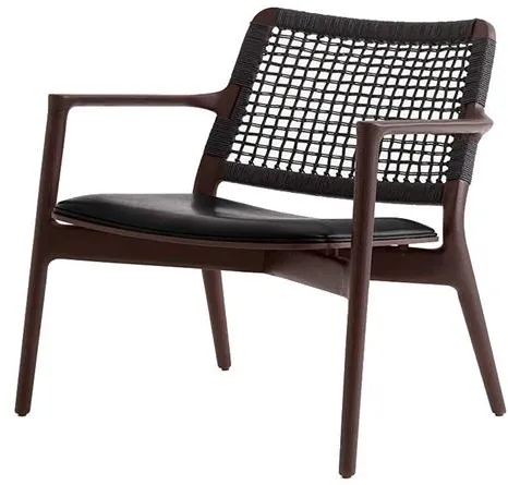 Vipp 488 Cabin Nojatuoli Musta Nahka/Tumma Tammi