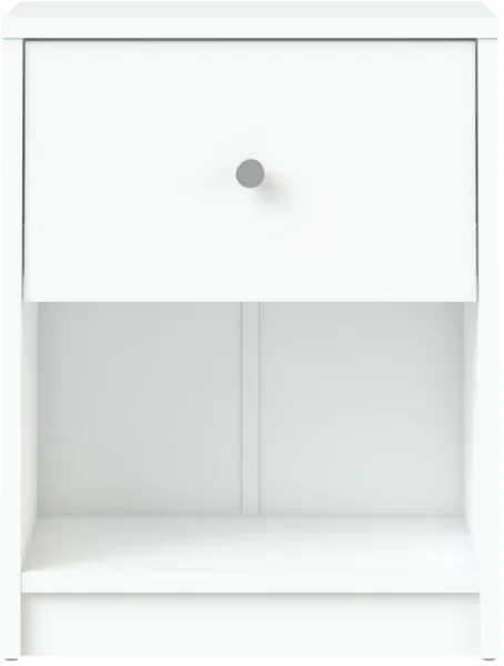 TVILUM May yöpöytä - valkoinen puu, 1 laatikko ja 1 lokero
