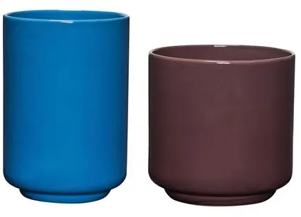 Hübsch Deux Potte Setti 2 Punaruskea/Sininen