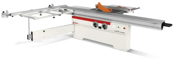 SCM-pyörösaha, SI 300 NOVA kallistettavalla terällä ja rullapöydällä.