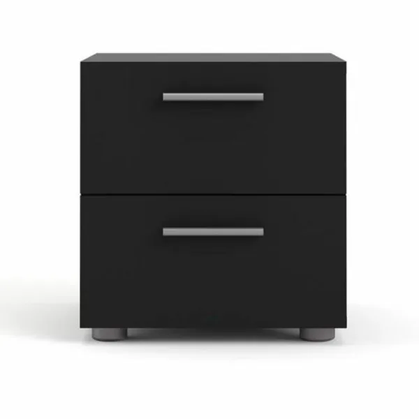 TVILUM Pepe yöpöytä, 2 laatikkoa - musta kalvo ja muovi (40x40,25)