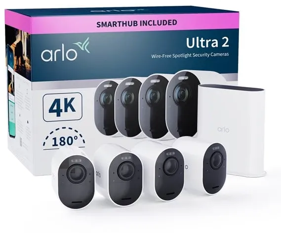 Arlo Ultra 2 4K UHD Wire-Free Security Camera System - 4 Cameras