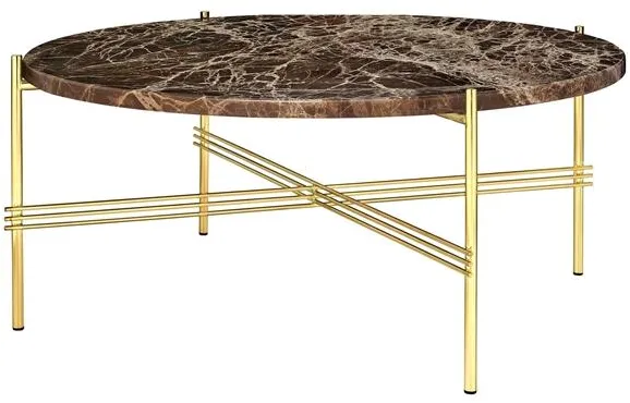 GUBI TS Sohvapöytä Pyöreä Ø80 Messinki/Ruskea Emperador Marmori