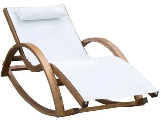 Homeville Lux aurinkotuoli lehtikuusipuusta, jossa on keinutoiminto 150x60x50cm