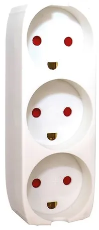 Gripo Pistorasia, jossa on 3 pistorasiaa ja maadoitus, Valkoinen